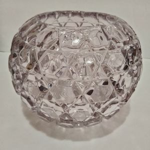 Round vase with beautiful details and color rose bowl  heavy glass